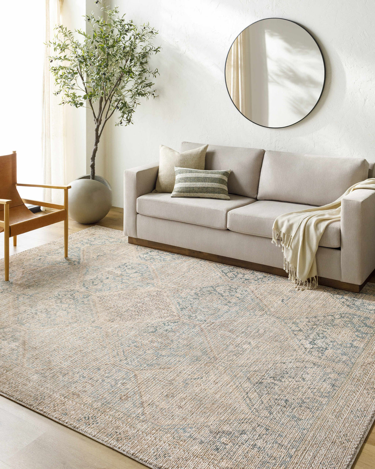 Marlene Medallion Beige & Blue Area Rug - Becki Owens x Livabliss