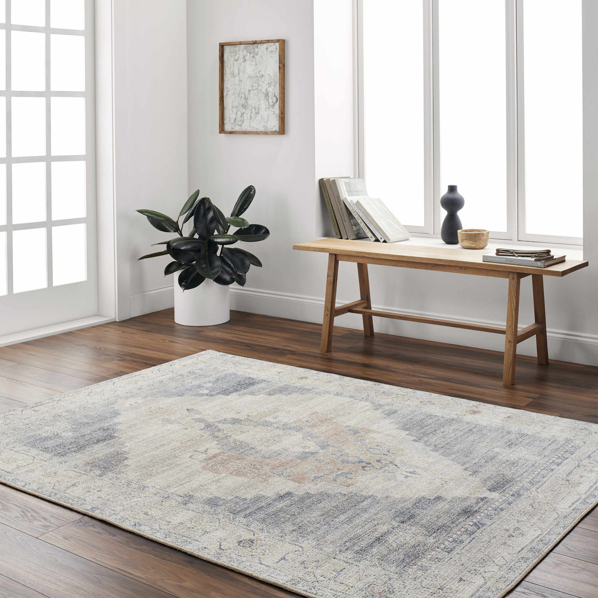 Luca Medallion Pewter Area Rug