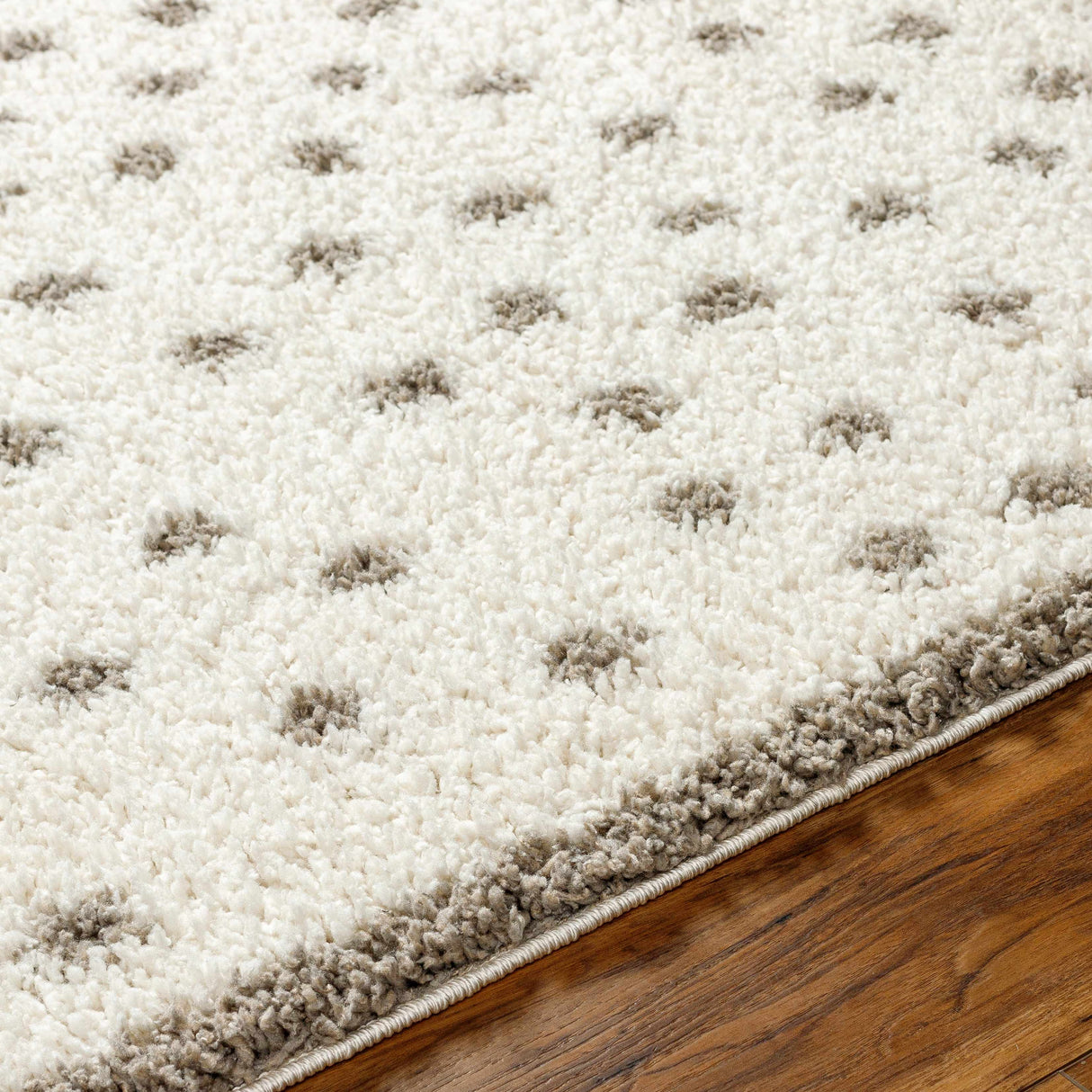 Chaia Dotted Cream & Gray Plush Area Rug - Clearance