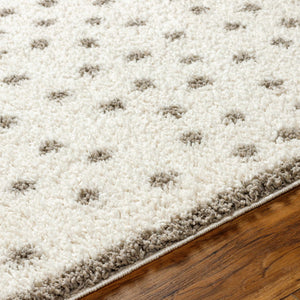 Chaia Dotted Cream & Gray Plush Area Rug - Clearance