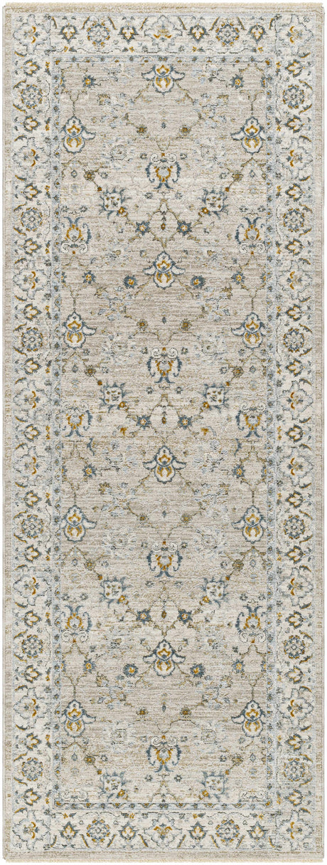 Amaru Cream & Sage Textured Rug with Fringes