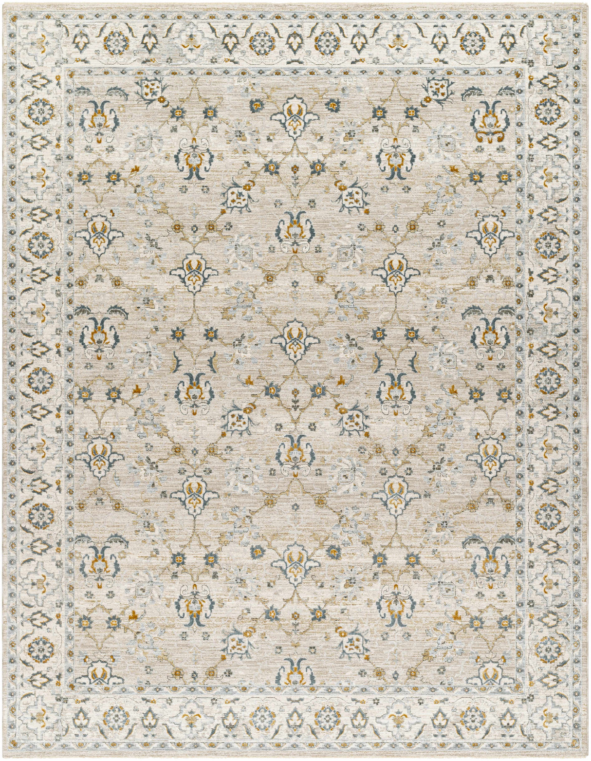 Amaru Cream & Sage Textured Rug with Fringes