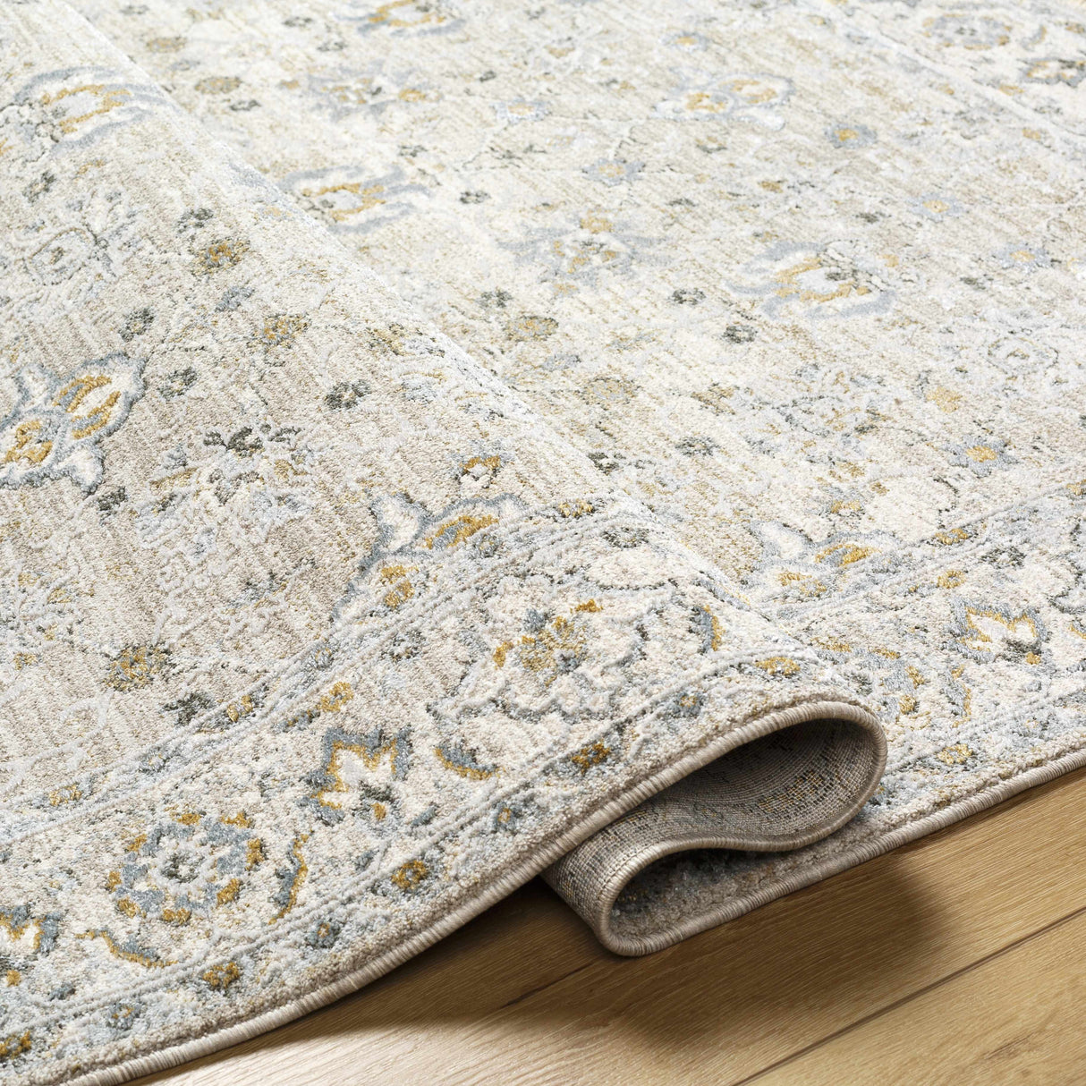 Amaru Cream & Sage Textured Rug with Fringes
