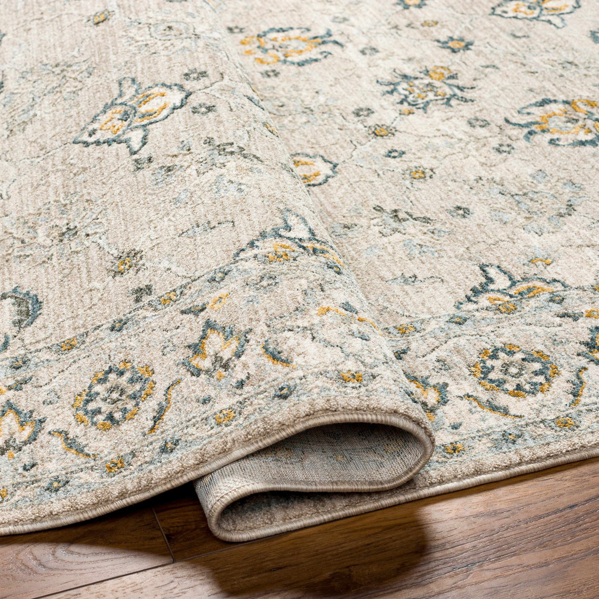 Amaru Cream & Sage Textured Rug with Fringes