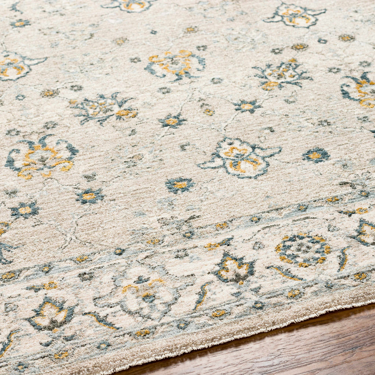 Amaru Cream & Sage Textured Rug with Fringes