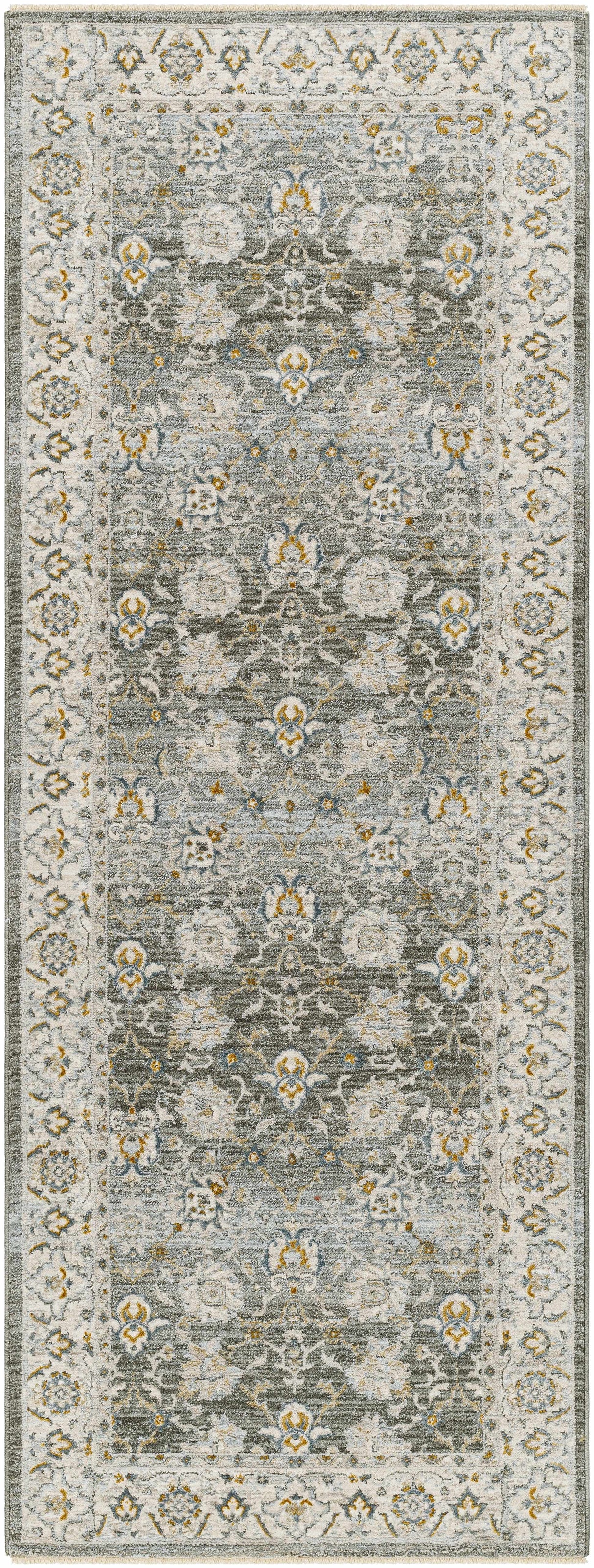 Amaru Green Textured Rug with Fringes