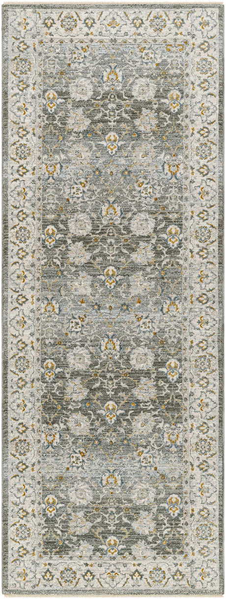 Amaru Green Textured Rug with Fringes