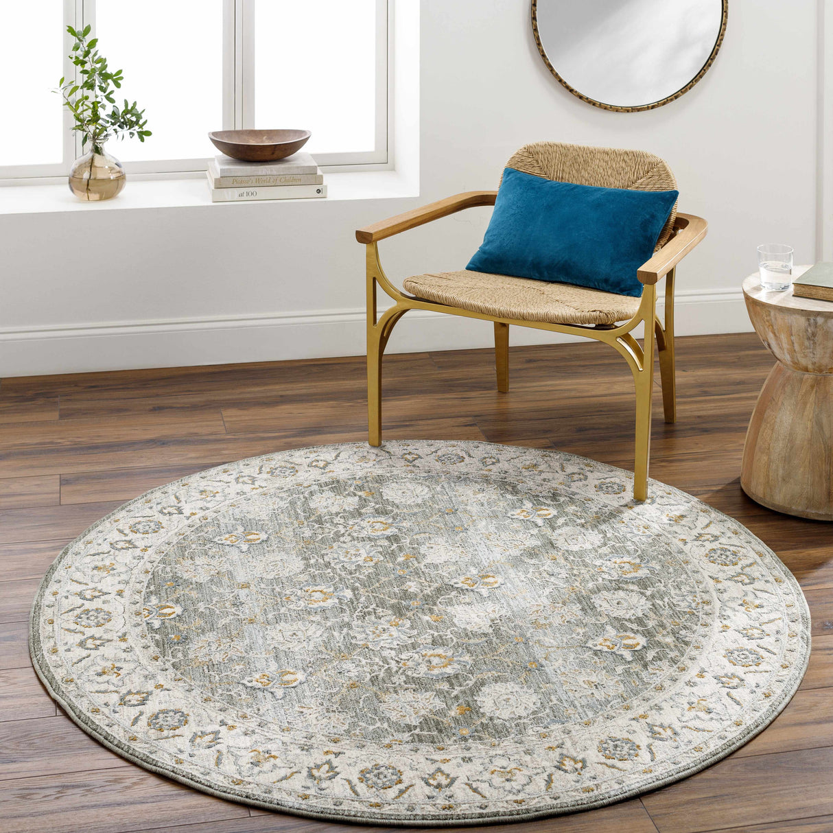 Amaru Green Textured Rug with Fringes