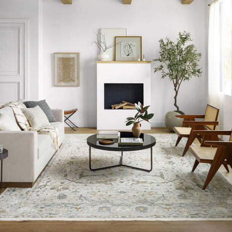 Aviva Off-White Textured Rug with Fringes