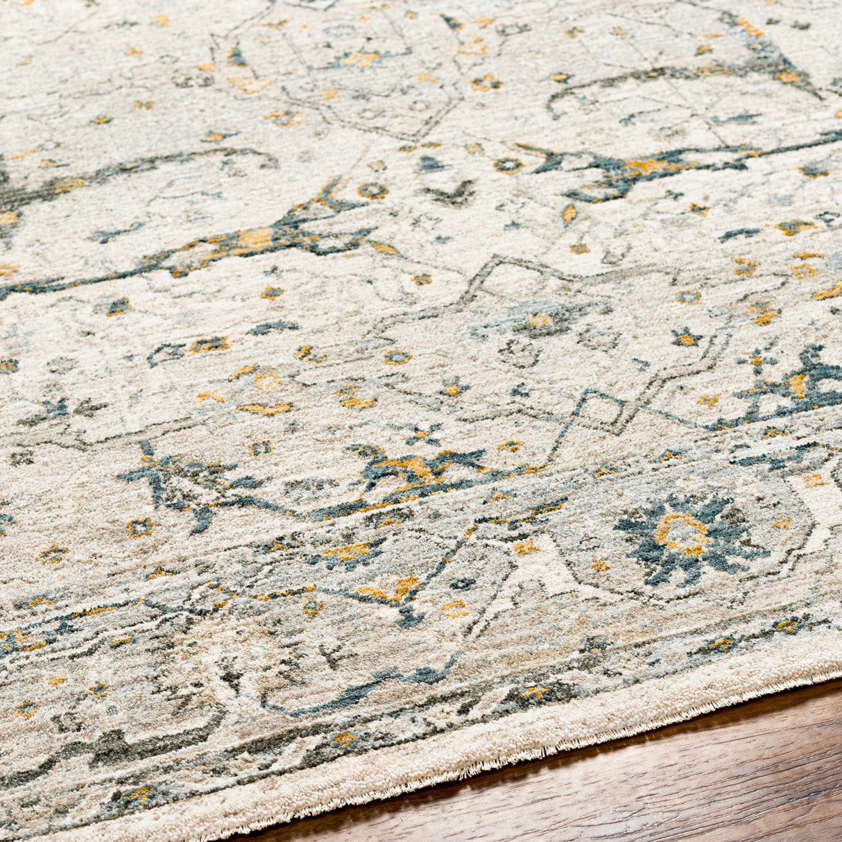 Aviva Off-White Textured Rug with Fringes