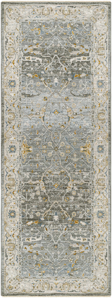 Aviva Teal Textured Rug with Fringes