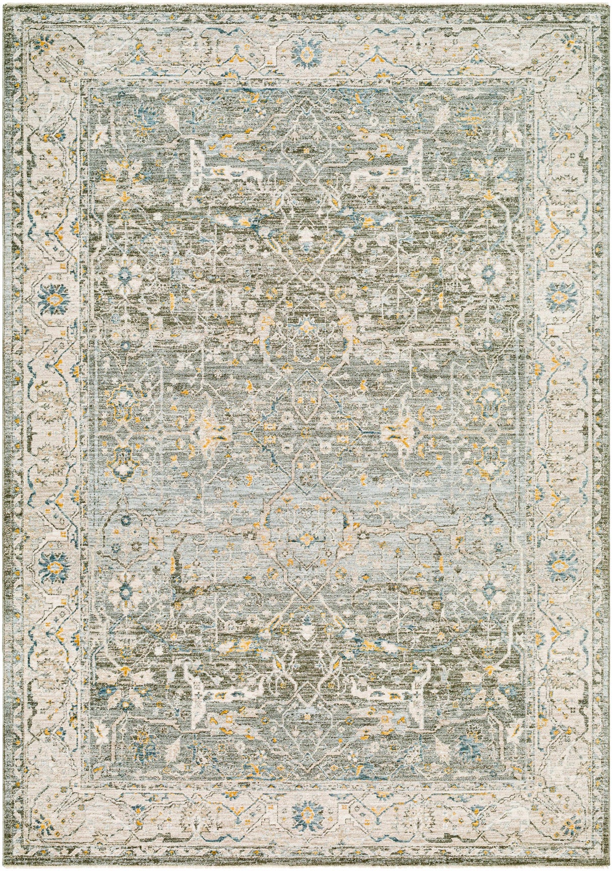Aviva Teal Textured Rug with Fringes