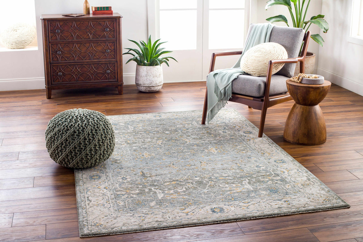 Aviva Teal Textured Rug with Fringes