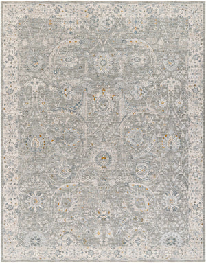 Gauge Gray Blue Textured Rug with Fringes