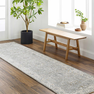Gauge Gray Blue Textured Rug with Fringes