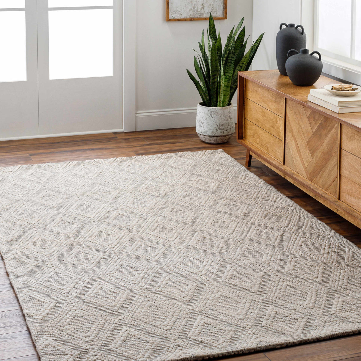 Kasib Beige Hand Woven Area Rug - Clearance