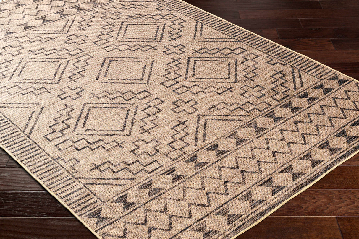 Halle Tan & Black Washable Area Rug - Clearance