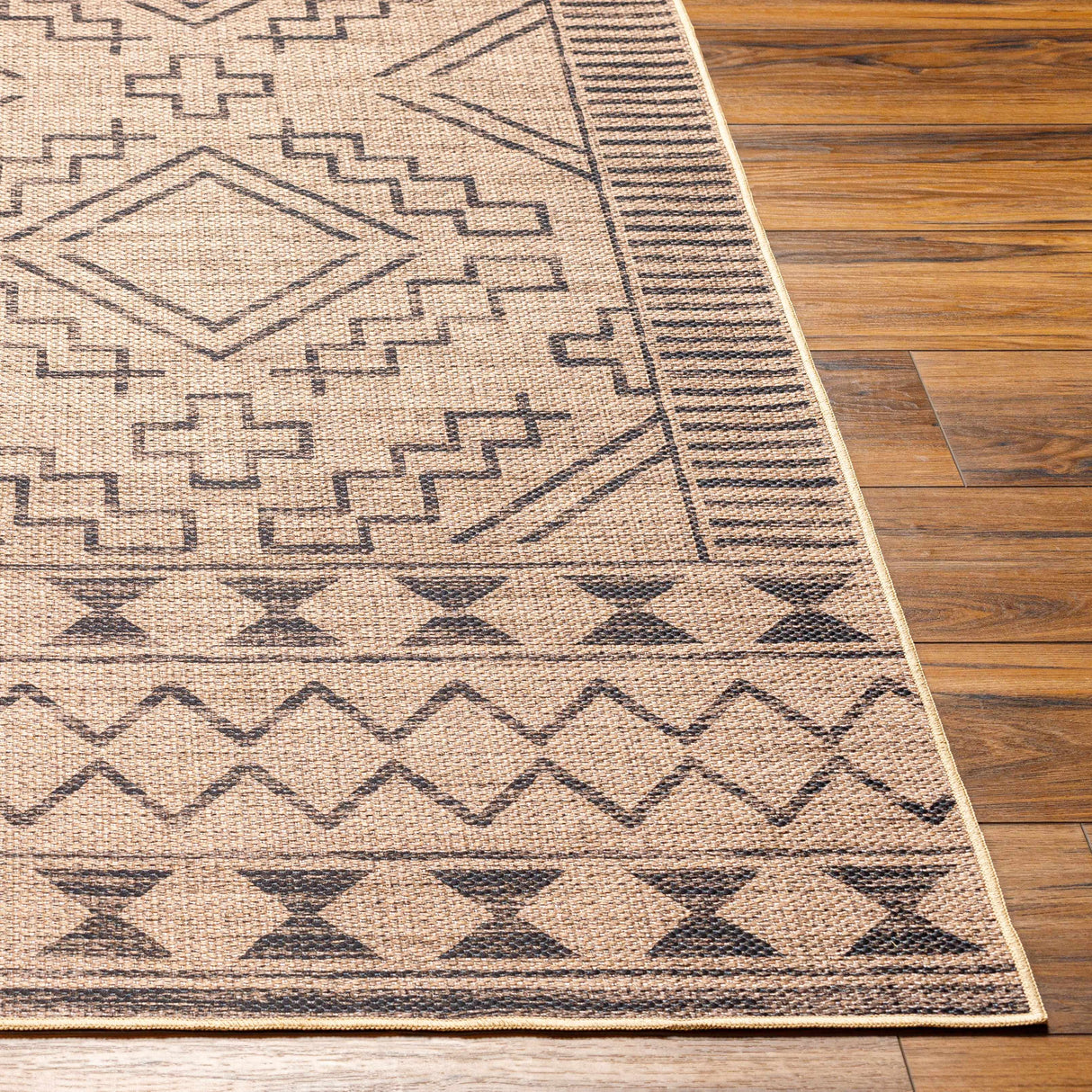 Halle Tan & Black Washable Area Rug - Clearance