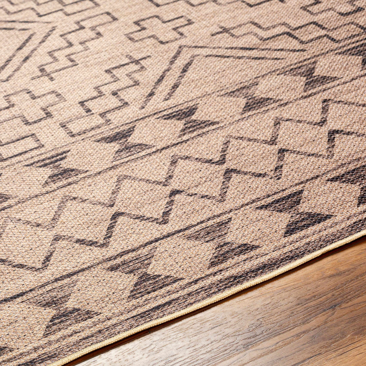 Halle Tan & Black Washable Area Rug - Clearance