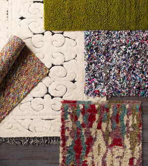 Frederika Solid Olive Green Wool Shag Rug - Clearance