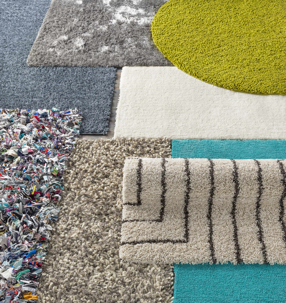 Frederika Solid Olive Green Wool Shag Rug - Clearance