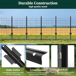 SHEN M 4 Foot U-Shaped Metal Garden Fence Posts with Rust-Resistant Finish - view 3