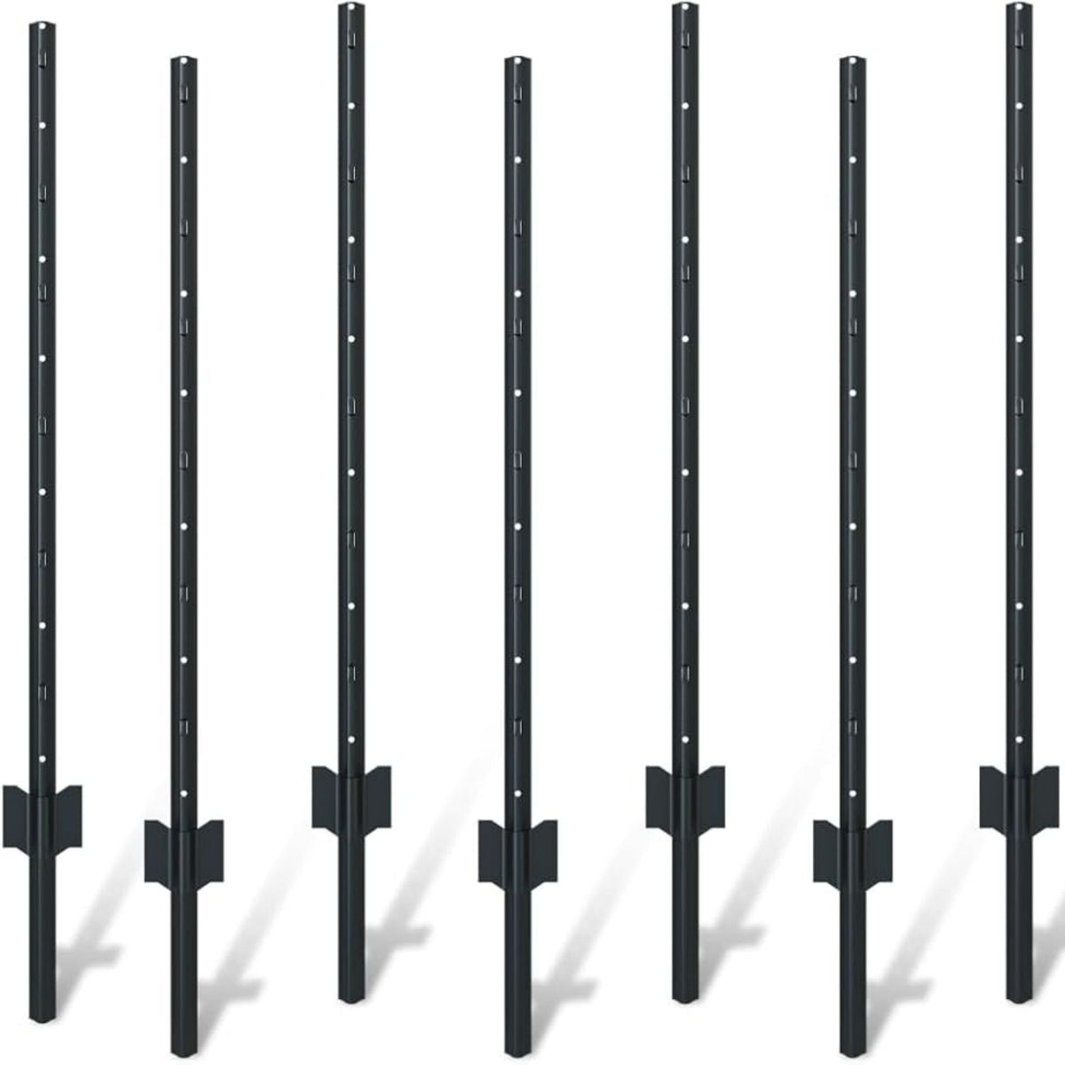 SHEN M 4 Foot U-Shaped Metal Garden Fence Posts with Rust-Resistant Finish in Black