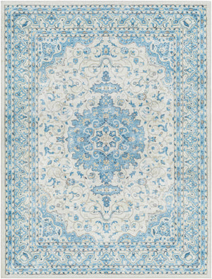 Farai Silver Blue Medallion Area Rug - Clearance