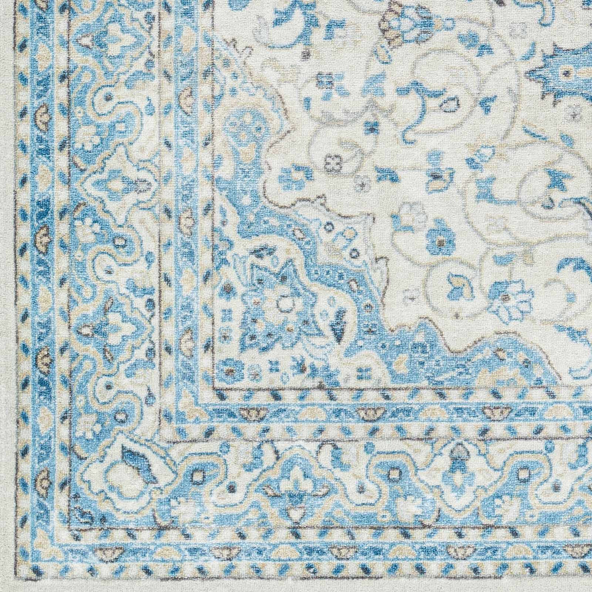 Farai Silver Blue Medallion Area Rug - Clearance