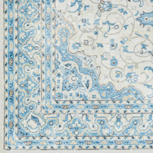 Farai Silver Blue Medallion Area Rug - Clearance