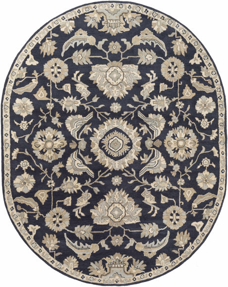 Caesar CAE-1164 Black Floral Wool Rug