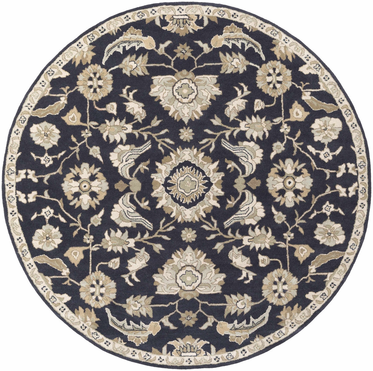 Caesar CAE-1164 Black Floral Wool Rug
