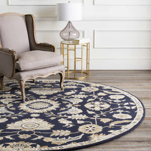 Caesar CAE-1164 Black Floral Wool Rug