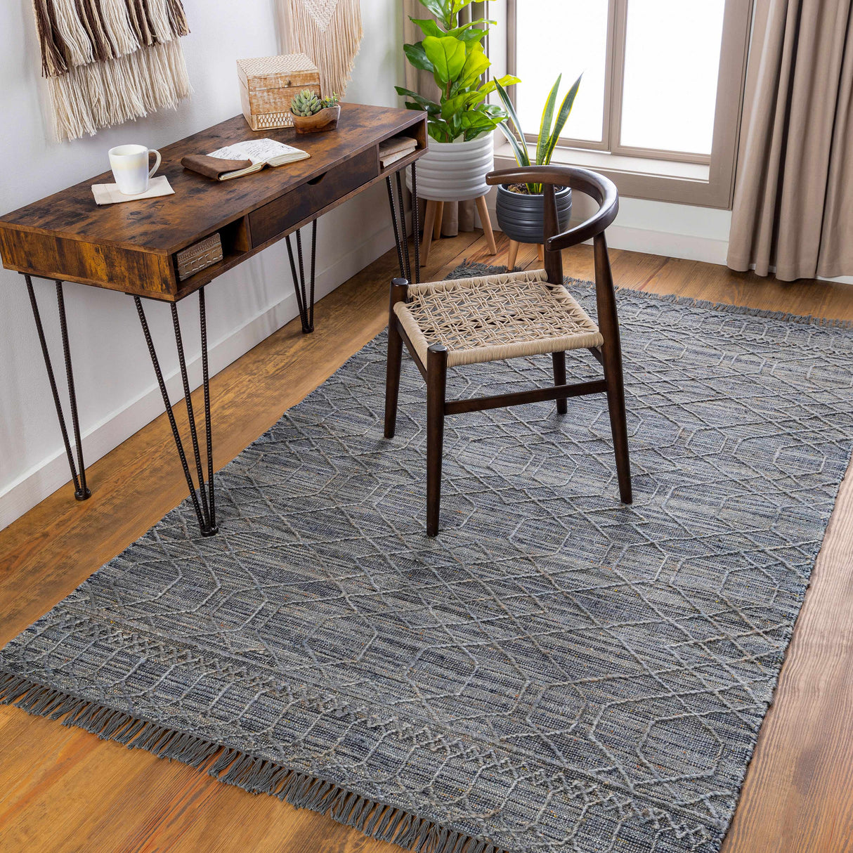Manby Black Jute&Wool Area Carpet Area Rug - Clearance