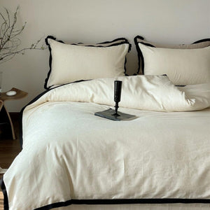 Silky Luxury Heart Textured Bedding Set / Beige