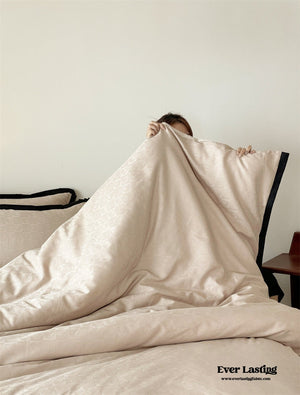 Silky Luxury Heart Textured Bedding Set / Beige