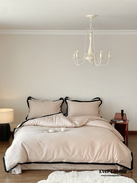 Silky Luxury Heart Textured Bedding Set / Beige