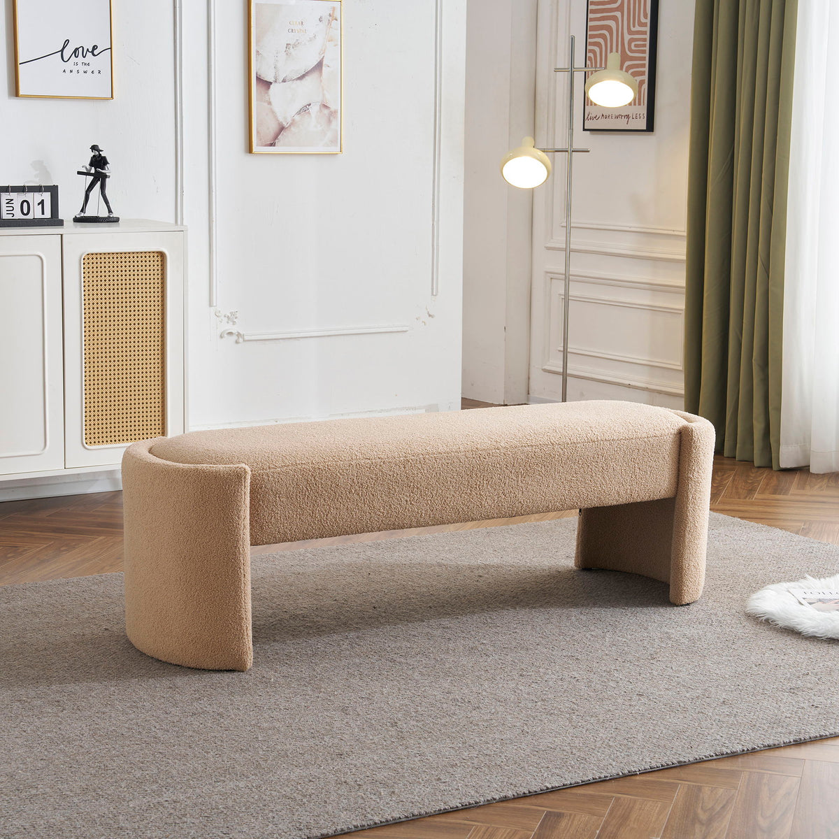 Simple Long Ottoman Bench with Plush Padded Seating - view 3