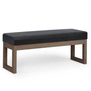 Simpli-Home Milltown Large Ottoman Bench with Solid Wood Frame