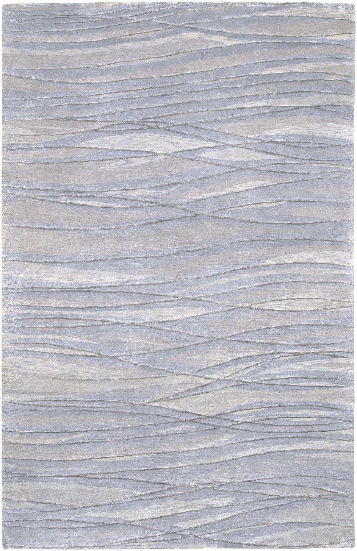 Sinai Light Blue Lined Wool/Viscose Rug - Clearance