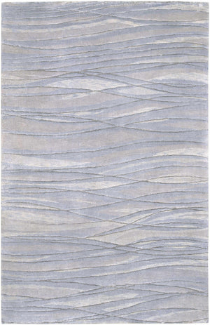 Sinai Light Blue Lined Wool/Viscose Rug - Clearance