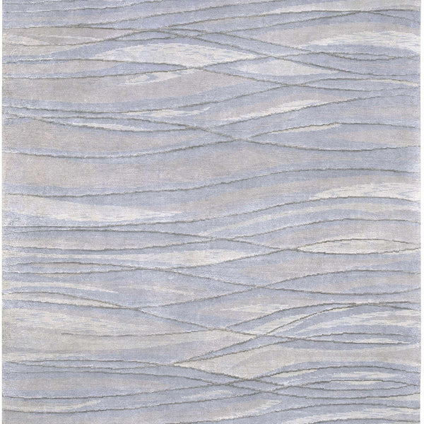 Sinai Light Blue Lined Wool/Viscose Rug - Clearance