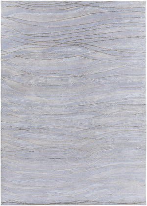 Sinai Light Blue Lined Wool/Viscose Rug - Clearance