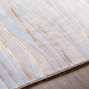 Sinai Light Blue Lined Wool/Viscose Rug - Clearance