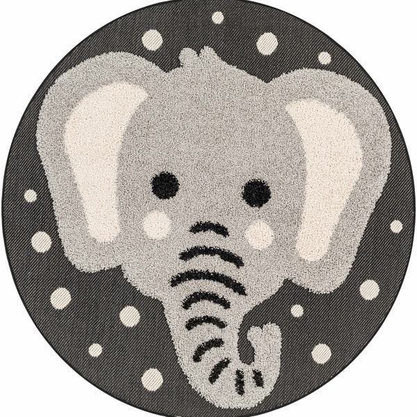 Kids Elephant Animal Print Nursery Outdoor Area Rug - Clearance
