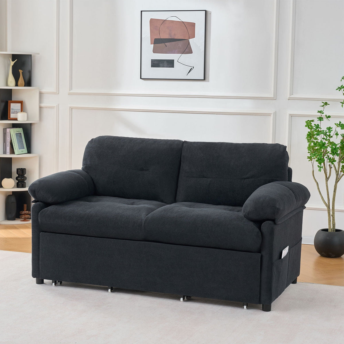 SKYMALL Convertible Pull Out Sofa Bed Queen Size with Side Storage - view 9