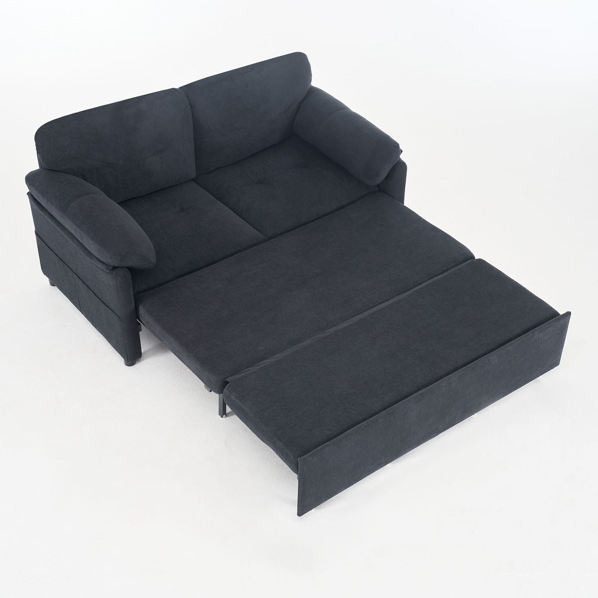 SKYMALL Convertible Pull Out Sofa Bed Queen Size with Side Storage in Black