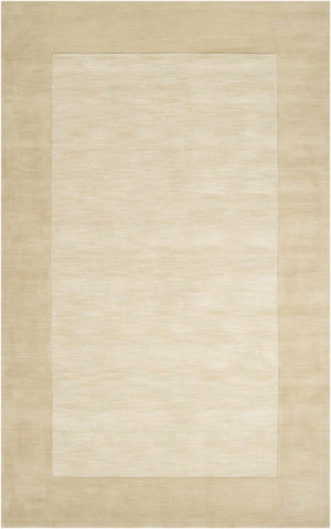 Bordered Solid Beige Wool Rug