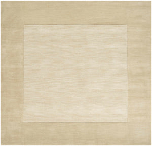 Bordered Solid Beige Wool Rug
