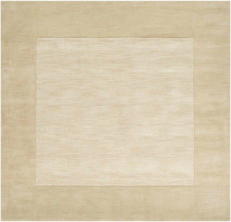 Bordered Solid Beige Wool Rug